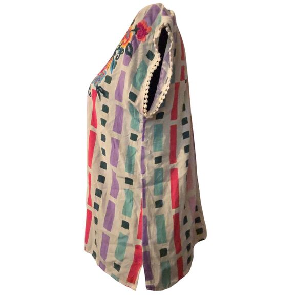 Savanna Jane S Petal Pink Embroidered Tunic Top Fairy Isle Cottage Core Floral - Picture 3 of 7